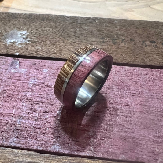 Genuine Purple Heart and Brazilian Heart/Tungsten Carbide band  Comfort Fit with Polished Finish Fast Shipping One Year Warranty Hand Crafted Easy to Care for These beautiful 8mm rings are hand crafted to order and shipped directly from our shop here in the USA